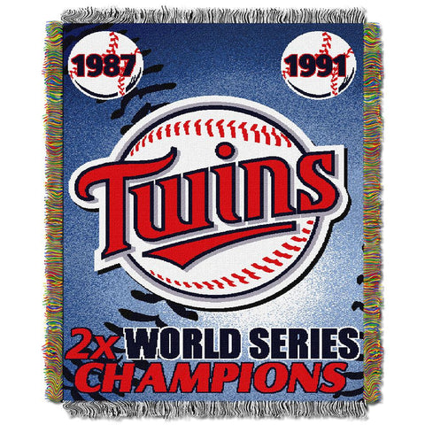 Minnesota Twins MLB World Series Commemorative Woven Tapestry Throw (48x60)