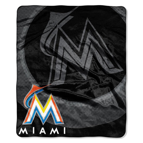 Miami Marlins MLB Royal Plush Raschel Blanket (Retro Series) (50x60)