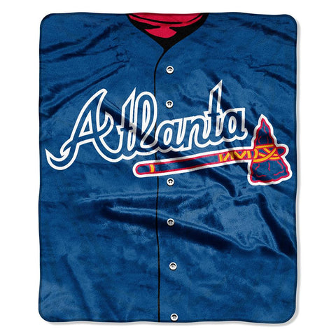 Atlanta Braves MLB Royal Plush Raschel Blanket (Jersey Series) (50in x 60in)