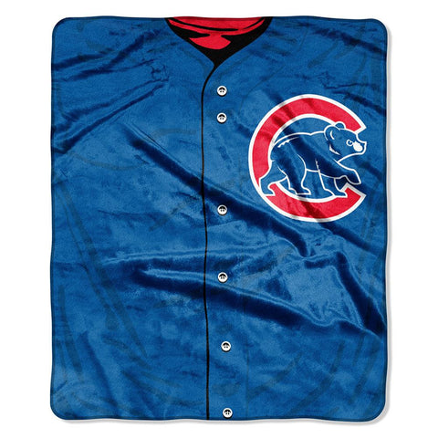 Chicago Cubs MLB Royal Plush Raschel Blanket (Jersey Series) (50in x 60in)