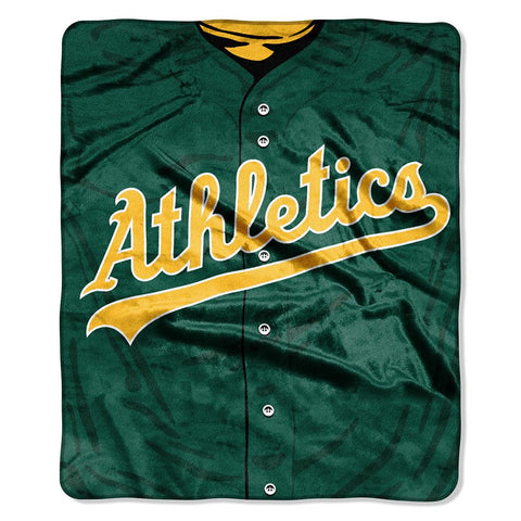 Oakland Athletics MLB Royal Plush Raschel Blanket (Jersey Series) (50in x 60in)