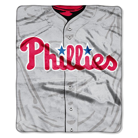 Philadelphia Phillies MLB Royal Plush Raschel Blanket (Jersey Series) (50in x 60in)
