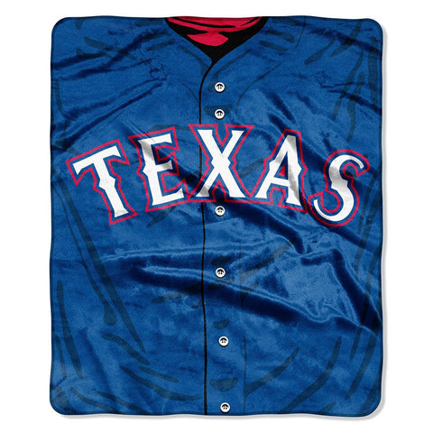Texas Rangers MLB Royal Plush Raschel Blanket (Jersey Series) (50in x 60in)