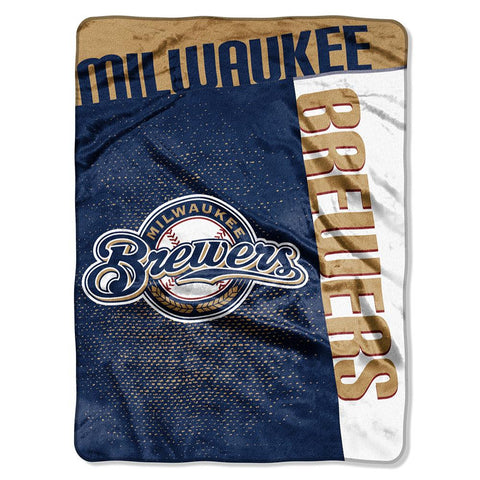 Milwaukee Brewers MLB Royal Plush Raschel Blanket (Strike Series) (60x80)