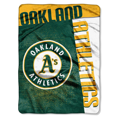 Oakland Athletics MLB Royal Plush Raschel Blanket (Strike Series) (60x80)