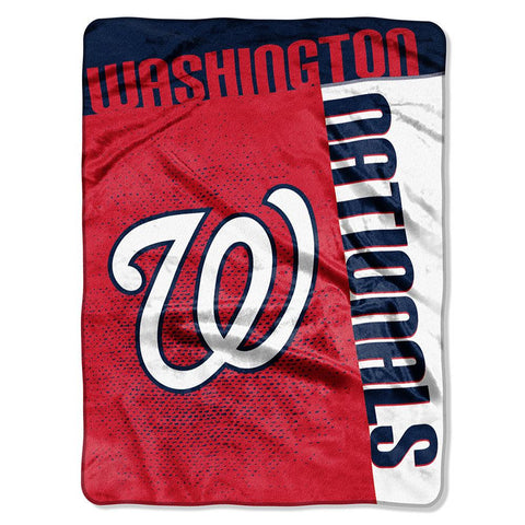 Washington Nationals MLB Royal Plush Raschel Blanket (Strike Series) (60x80)