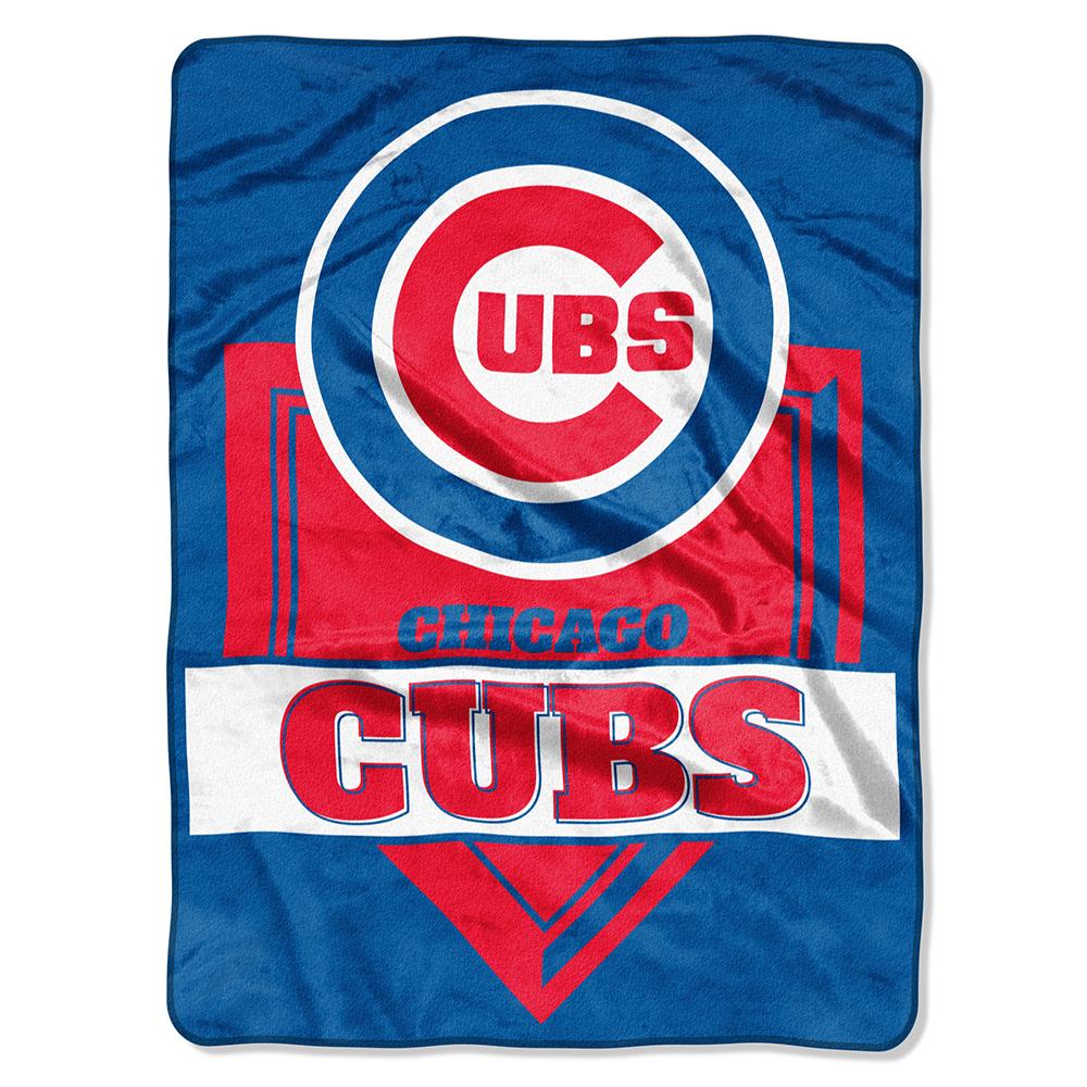 Chicago Cubs Mlb Royal Plush Raschel Blanket (home Plate Series) (60x80)