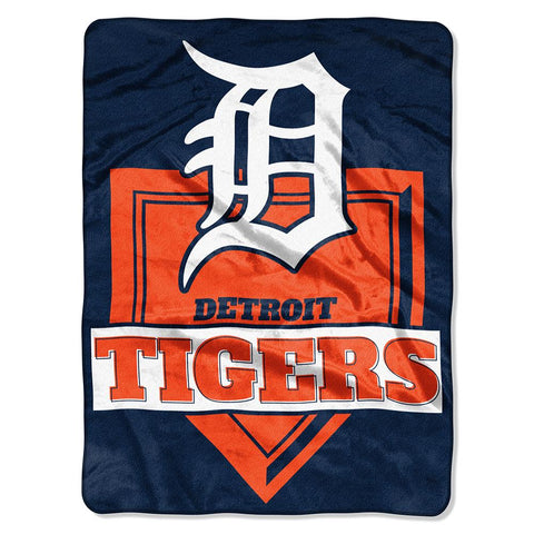 Detroit Tigers Mlb Royal Plush Raschel Blanket (home Plate Series) (60x80)