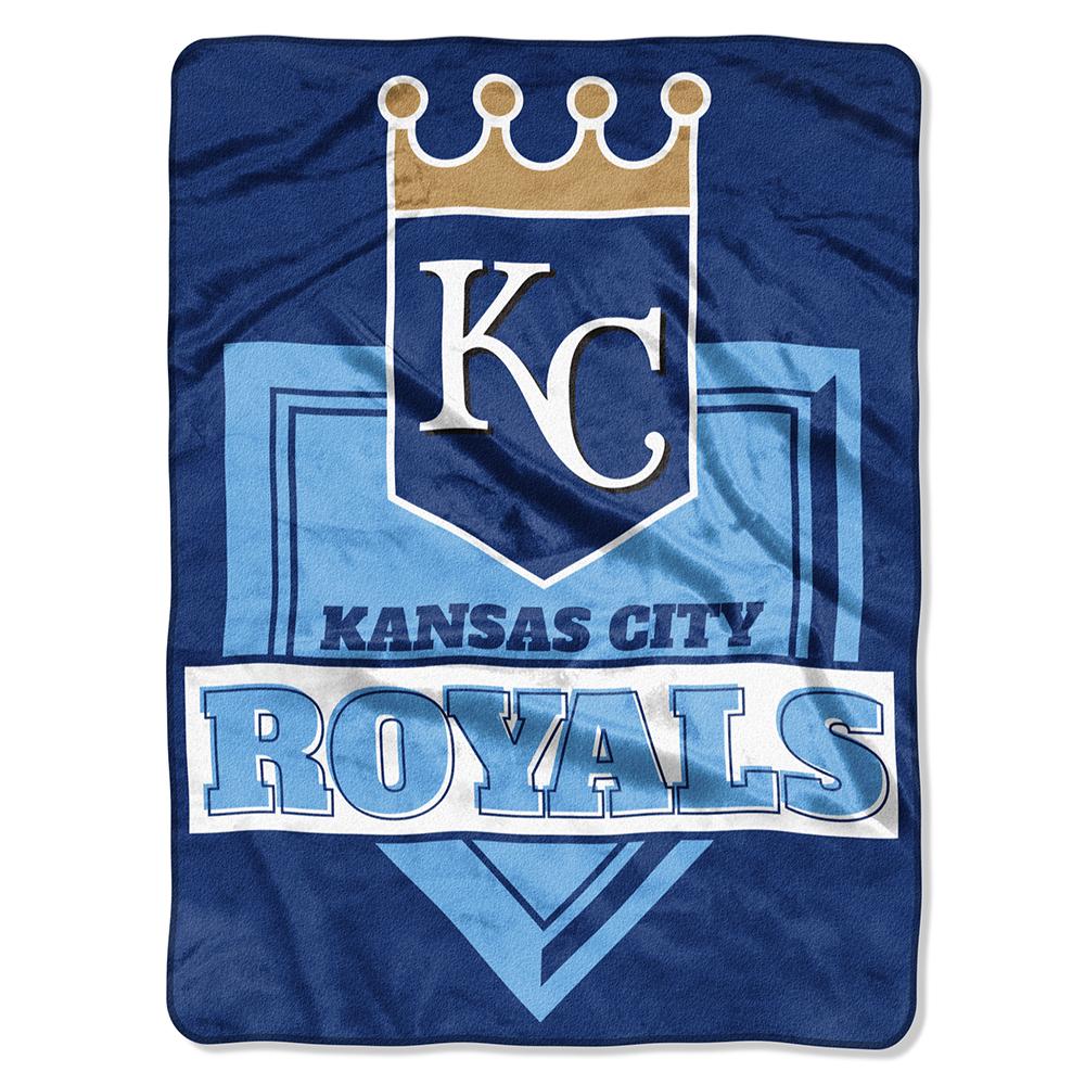 Kansas City Royals Mlb Royal Plush Raschel Blanket (home Plate Series) (60x80)