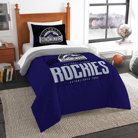 Colorado Rockies Mlb Twin Comforter Set (grand Slam Series) (64" X 86")