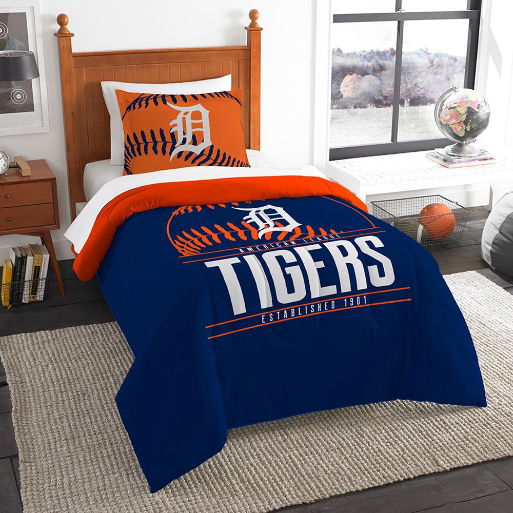 Detroit Tigers Mlb Twin Comforter Set (grand Slam Series) (64" X 86")