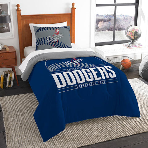 Los Angeles Dodgers Mlb Twin Comforter Set (grand Slam Series) (64" X 86")