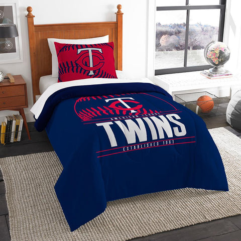 Minnesota Twins Mlb Twin Comforter Set (grand Slam Series) (64" X 86")