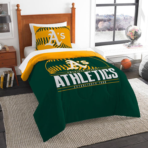 Oakland Athletics Mlb Twin Comforter Set (grand Slam Series) (64" X 86")