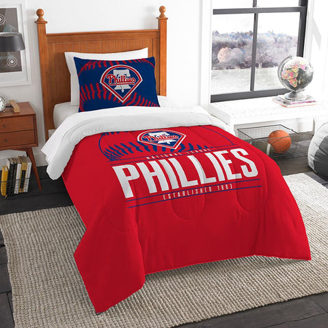 Philadelphia Phillies Mlb Twin Comforter Set (grand Slam Series) (64" X 86")