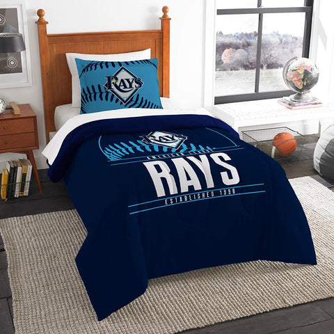 Tampa Bay Rays Mlb Twin Comforter Set (grand Slam Series) (64" X 86")