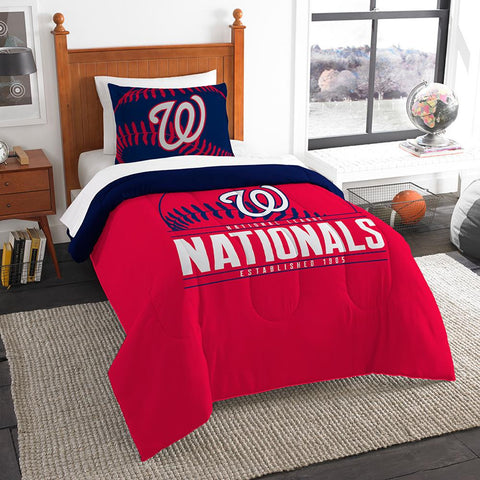 Washington Nationals Mlb Twin Comforter Set (grand Slam Series) (64" X 86")