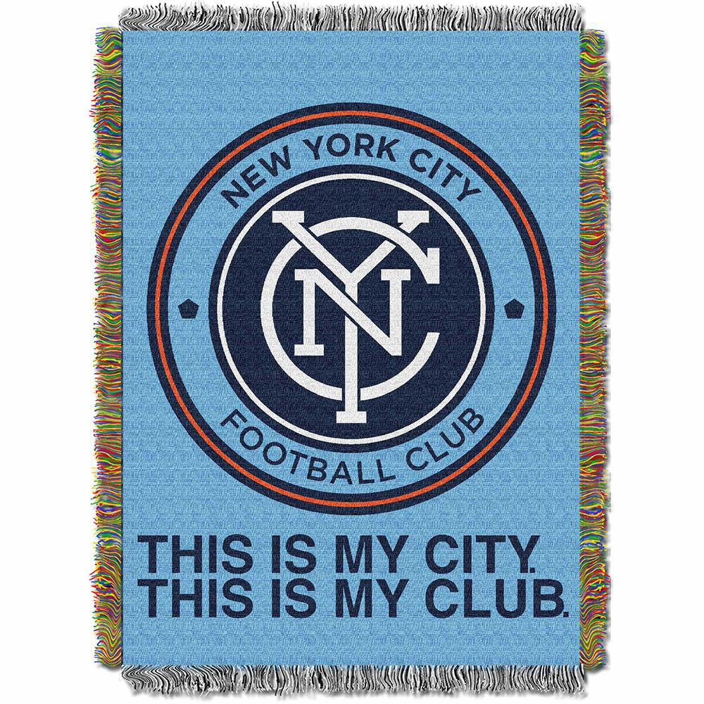 New York City FC MLS Woven Tapestry Throw Blanket (48x60)
