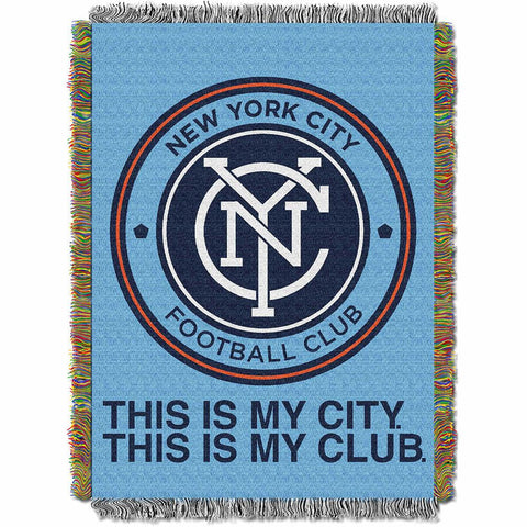 New York City FC MLS Woven Tapestry Throw Blanket (48x60)