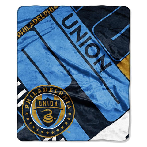 Philadelphia Union MLS Royal Plush Raschel Blanket (Scramble Series) (50in x 60in)