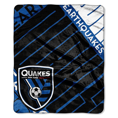 San Jose Earthquakes Mls Royal Plush Raschel Blanket (scramble Series) (50"x60")