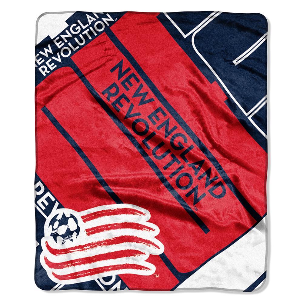 New England Revolution Mls Royal Plush Raschel Blanket (scramble Series) (50"x60")