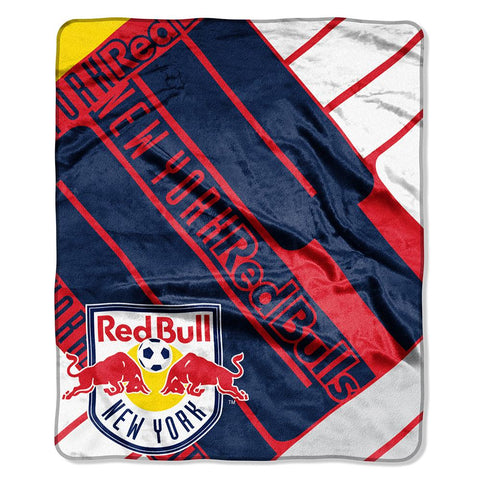 New York Red Bulls Mls Royal Plush Raschel Blanket (scramble Series) (50"x60")