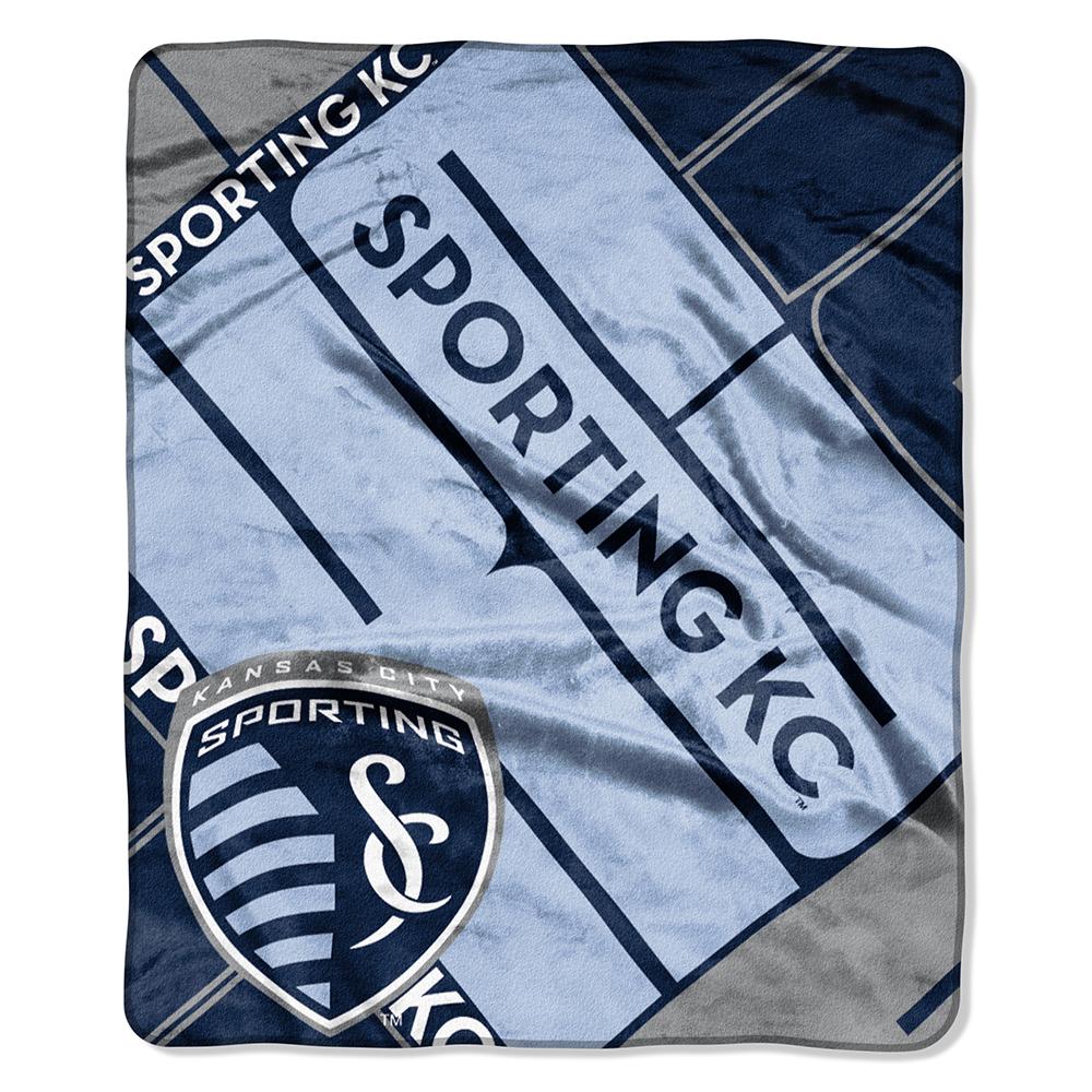 Sporting Kansas City Mls Royal Plush Raschel Blanket (scramble Series) (50"x60")