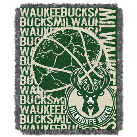Milwaukee Bucks NBA Triple Woven Jacquard Throw (Double Play Series) (48x60)