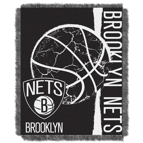 Brooklyn Nets NBA Triple Woven Jacquard Throw (Double Play Series) (48x60)