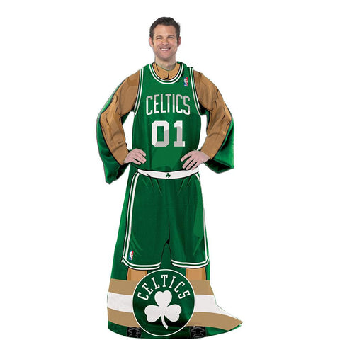 Boston Celtics NBA Adult Uniform Comfy Throw Blanket w- Sleeves
