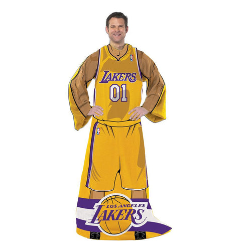 Los Angeles Lakers NBA Adult Uniform Comfy Throw Blanket w- Sleeves