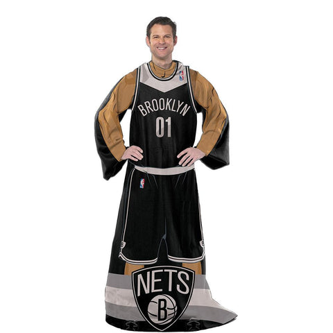 Brooklyn Nets NBA Adult Uniform Comfy Throw Blanket w- Sleeves