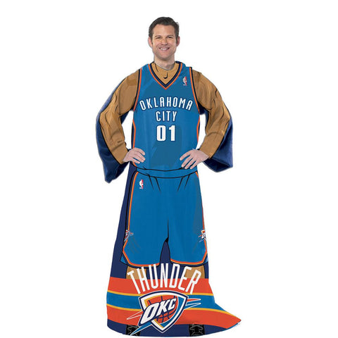 Oklahoma City Thunder NBA Adult Uniform Comfy Throw Blanket w- Sleeves