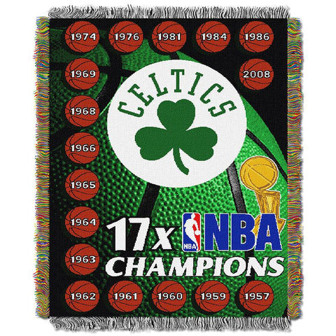 Boston Celtics NBA Championship Commemorative Woven Tapestry Throw (48x60)