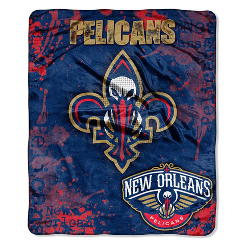 New Orleans Pelicans NBA Royal Plush Raschel Blanket (Drop Down Series) (50x60)