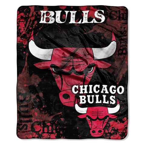 Chicago Bulls NBA Royal Plush Raschel Blanket (Drop Down Series) (50x60)