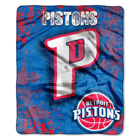 Detroit Pistons NBA Royal Plush Raschel Blanket (Drop Down Series) (50x60)