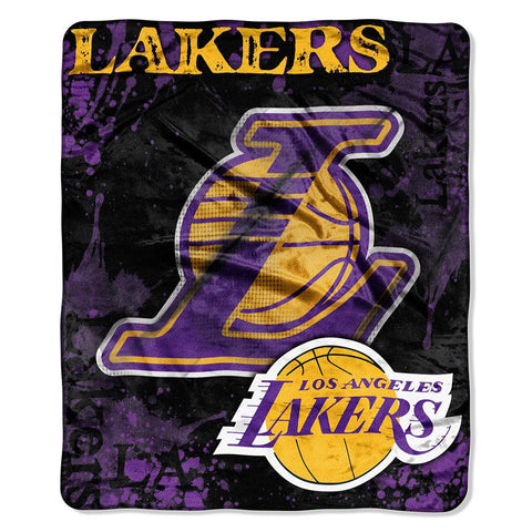 Los Angeles Lakers NBA Royal Plush Raschel Blanket (Drop Down Series) (50x60)