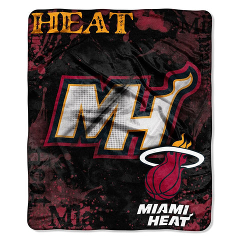 Miami Heat NBA Royal Plush Raschel Blanket (Drop Down Series) (50x60)