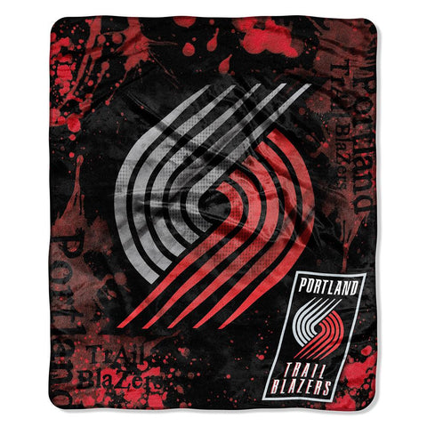 Portland Trail Blazers NBA Royal Plush Raschel Blanket (Drop Down Series) (50x60)