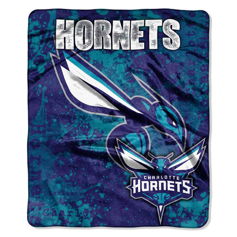 Charlotte Hornets NBA Royal Plush Raschel Blanket (Dropdown Series) (50in x 60in)