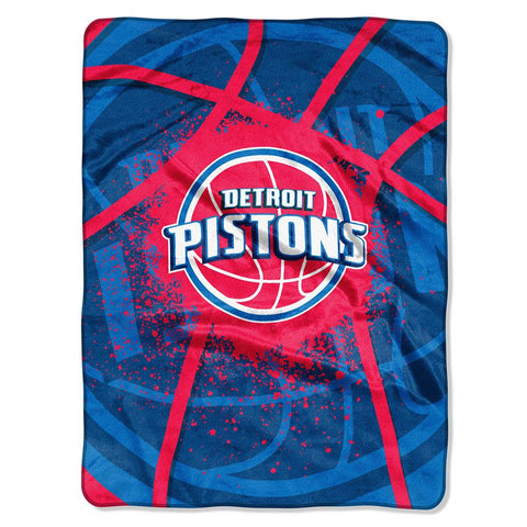 Detroit Pistons NBA Royal Plush Raschel Blanket (Shadow Series) (60x80)