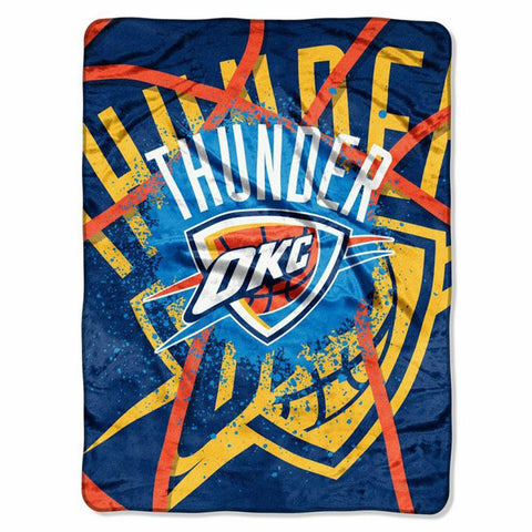 Oklahoma City Thunder NBA Royal Plush Raschel Blanket (Shadow Series) (60x80)