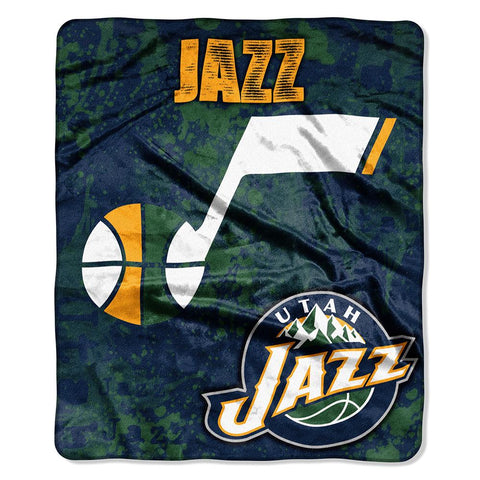 Utah Jazz Nba Royal Plush Raschel Blanket (drop Down Series) (50"x60")