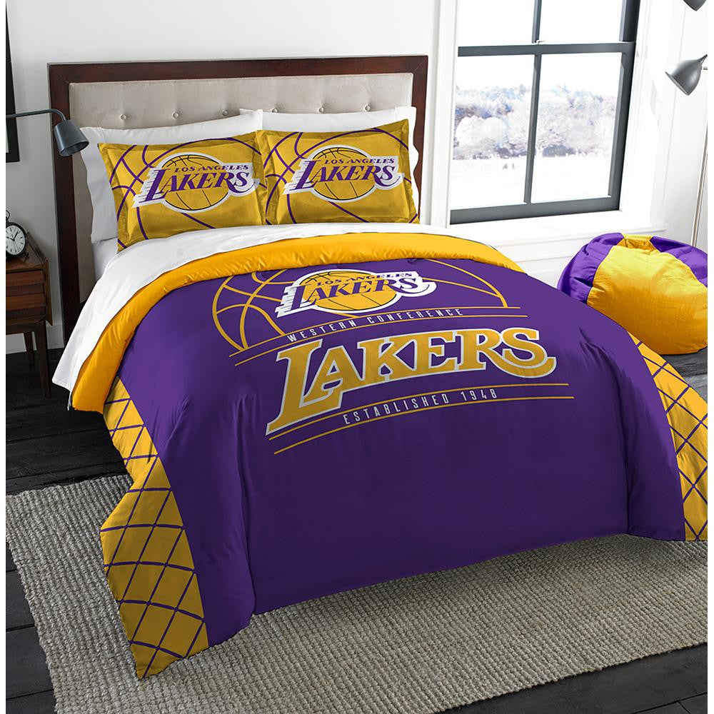 Los Angeles Lakers Nba Full Comforter Set (reverse Slam Series) (86" X 86")