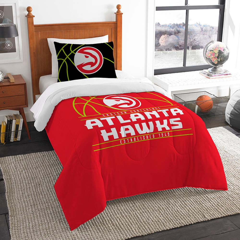 Atlanta Hawks Nba Twin Comforter Set (reverse Slam Series) (64" X 86")