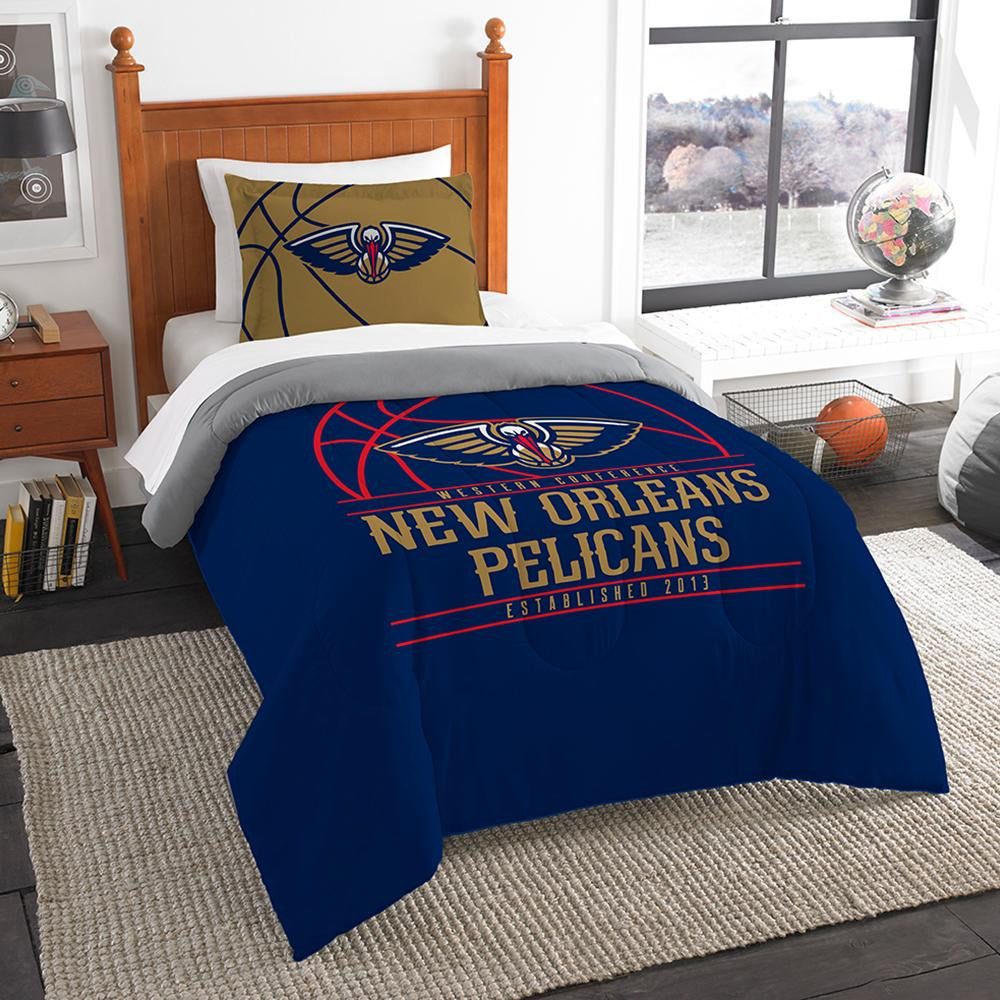 New Orleans Pelicans Nba Twin Comforter Set (reverse Slam Series) (64" X 86")