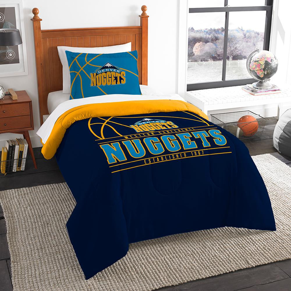 Denver Nuggets Nba Twin Comforter Set (reverse Slam Series) (64" X 86")