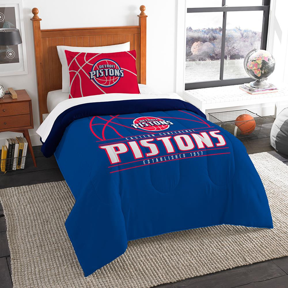 Detroit Pistons Nba Twin Comforter Set (reverse Slam Series) (64" X 86")